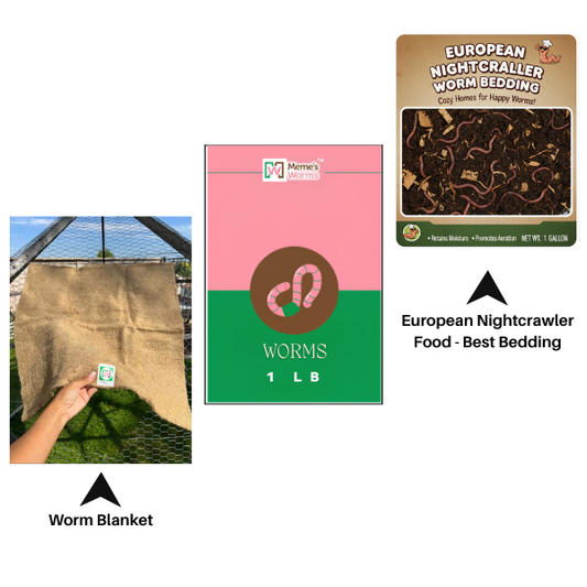 1 LB Worms + Euro Bedding + Worm Blanket Combo